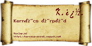 Kernács Árpád névjegykártya