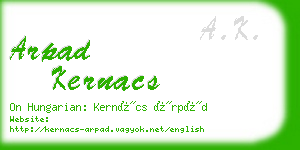 arpad kernacs business card